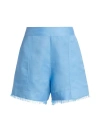 Simkhai Women's Dax Linen-blend Shorts In Pacific