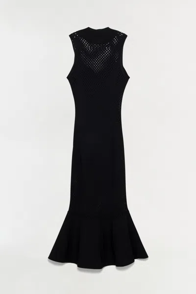 Simkhai Fishnet Knitted Midi Dress In Black