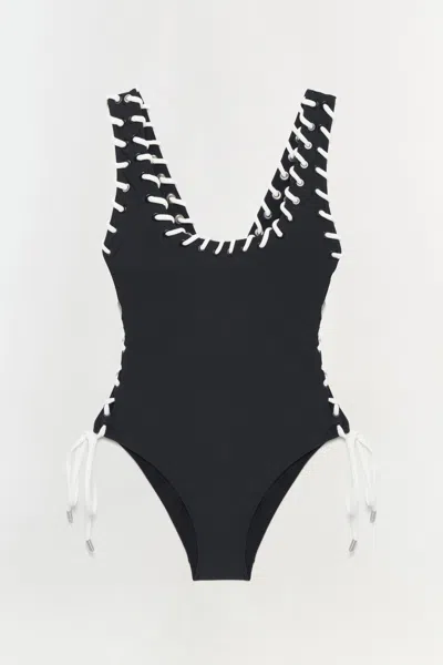 Simkhai Women's Dayton One Piece Swimsuit In Black White