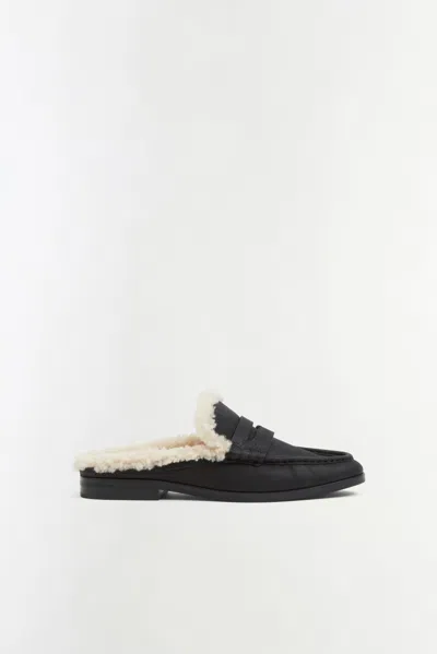 Simkhai Women's Dean Shearling Loafer Mule In Black Ecru