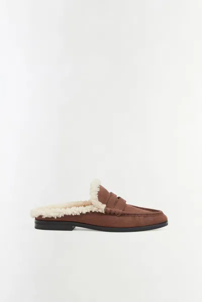 Simkhai Women's Dean Shearling Loafer Mule In Cacao Ecru
