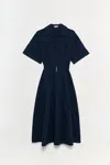 Simkhai Womens Midnight Deanna Belted Cotton-blend Midi Dress In Blue
