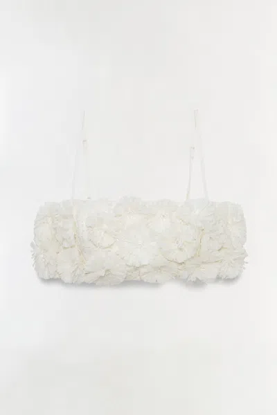 Simkhai Women's Delia Floral Raffia Bra Top In White