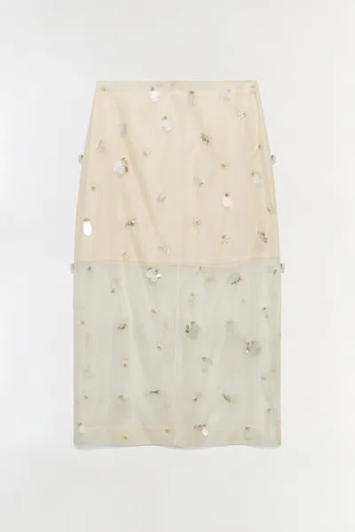 Simkhai Women's Delilah Embellished Organza Midi Skirt In Yolk In Neutral