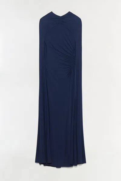 Simkhai Women's Demi Draped Jersey Cape Gown In Midnight In Blue