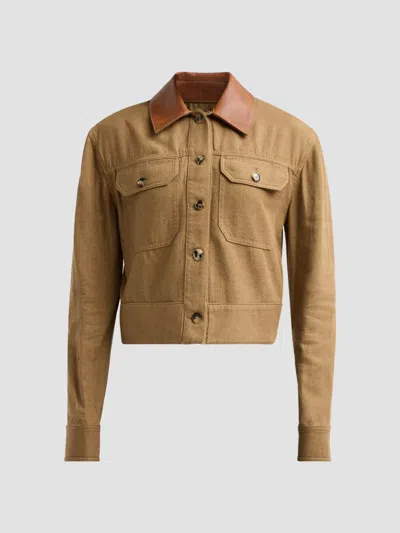 Simkhai Women's Derby Linen Cropped Utility Jacket In Brown