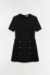Simkhai Doria Short-sleeve Velvet-trim Mini Dress In Black