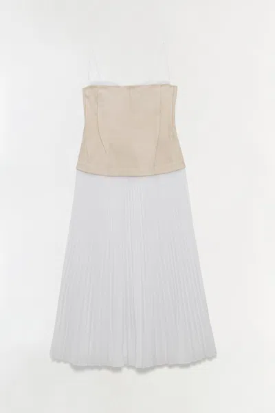 Simkhai Women's Duval Linen Bustier Midi Dress In Sand/multi