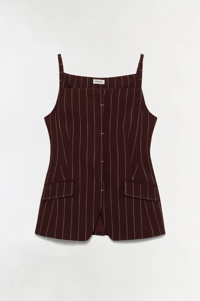 Simkhai Women's Edie Square Neck Top In Mahogany Stripe In Burgundy