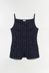 Simkhai Edie Square Neck Top In Midnight Stripe In Blue