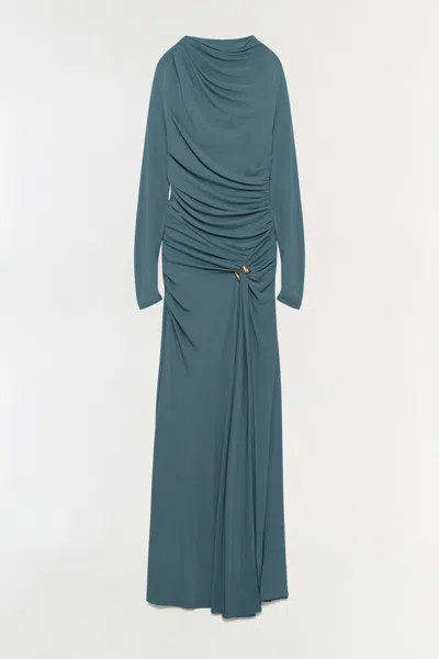 Simkhai Women's Eleanora Draped Jersey Gown In Storm In Green