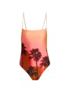 Simkhai Printed Swimsuit In Orange