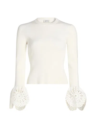 Simkhai Women's Elyse Crochet-trim Sweater In White