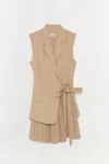 Simkhai Women's Eman Pleated Mini Dress In Camel