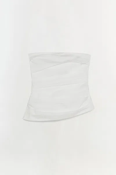 Simkhai Emerson Ruched Bustier Top In White