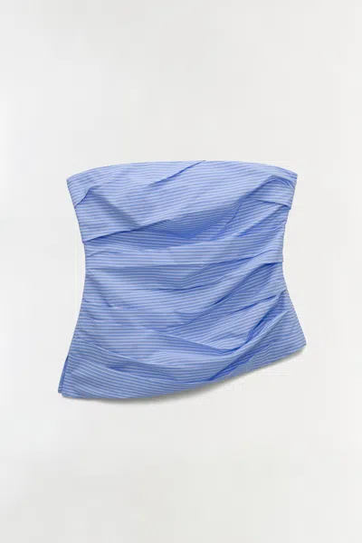 Simkhai Women's Emerson Ruched Bustier Top In Periwinkle Stripe In Purple