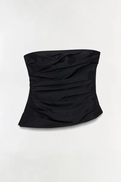 Simkhai Women's Emerson Ruched Taffeta Bustier Top In Black