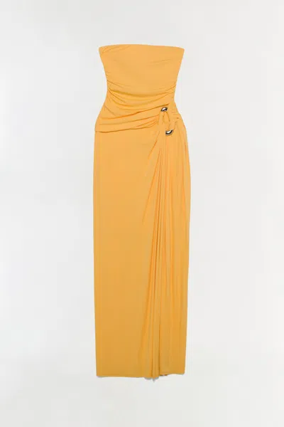 Simkhai Emma Sleeveless Bustier Gown Mango In Orange