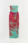 Simkhai Women's Emma Strapless Jersey Gown In Mint Marble Print