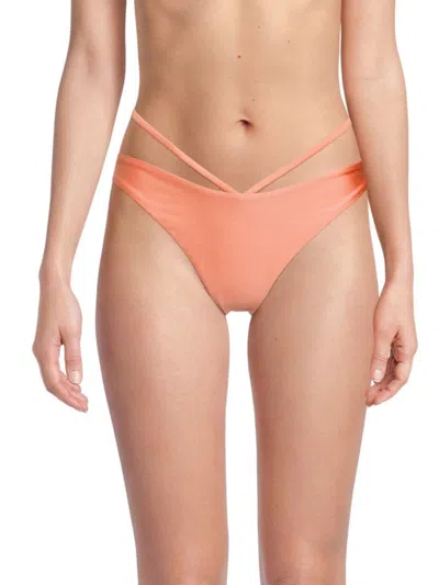 Simkhai Emmalynn Strappy Bikini Bottom In Orange