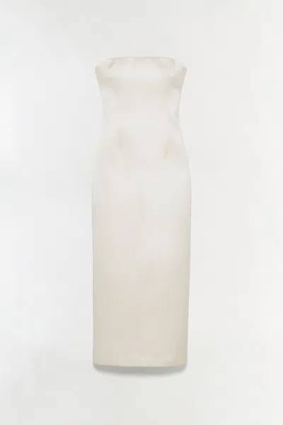 Simkhai Women's Enid Satin Bustier Midi Dress In Porcelain In White