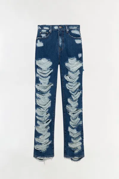 Simkhai Women's Erie High Waist Distressed Denim Pants Pant In Santa Cruz In Blue