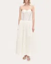 Simkhai Women's Evangeline Satin Lace Combo Bustier Dress In White