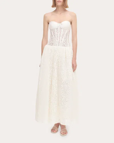 Simkhai Women's Evangeline Satin Lace Combo Bustier Dress In White