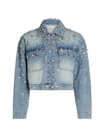 Simkhai Women's Everli Sequined Stretch-denim Crop Jacket
