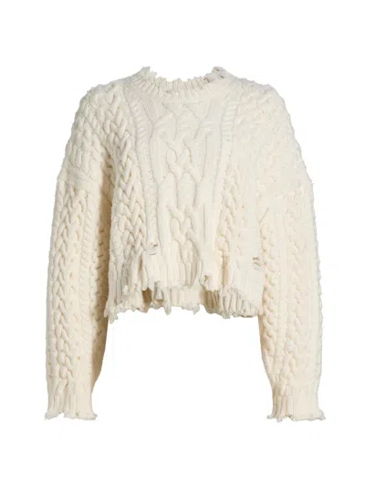 Simkhai Women's Felix Wool Crop Sweater In White