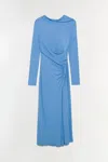Simkhai Women's Ferrera Draped Jersey Midi Dress In Horizon In Blue