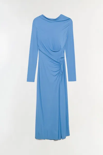 Simkhai Women's Ferrera Draped Jersey Midi Dress In Horizon In Blue
