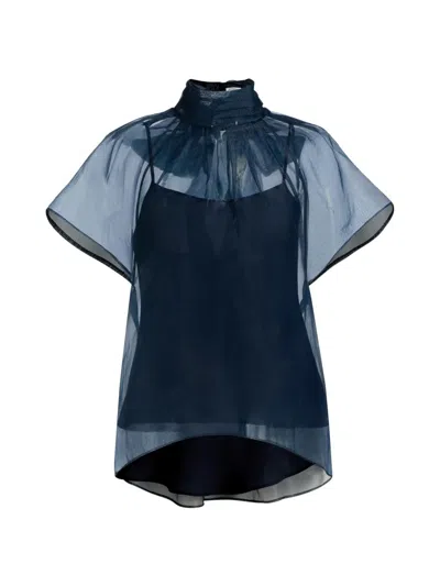 Simkhai Women's Feyre Bow-neck Top In Blue