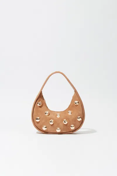 Simkhai Women's Finn Studded Suede Shoulder Bag In Camel In Brown