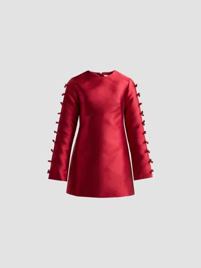 Simkhai Fiora Bow-detail Satin Minidress In Red