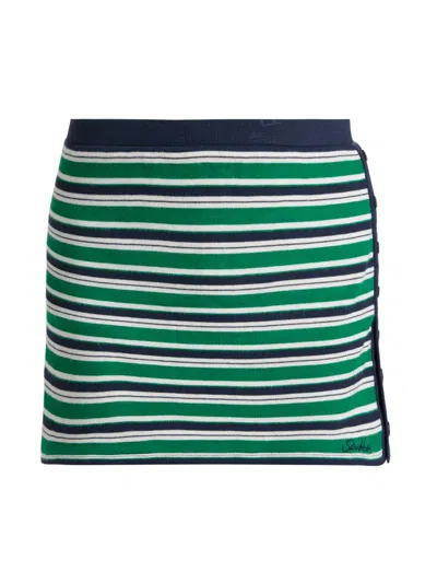 Simkhai Women's Franky Striped Knit Miniskirt In Green