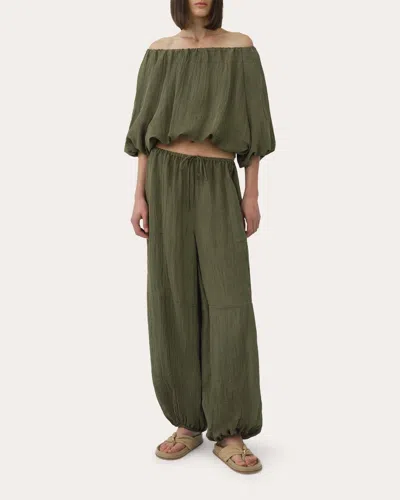 Simkhai Women's Freya Crinkled Parachute Pants In Green