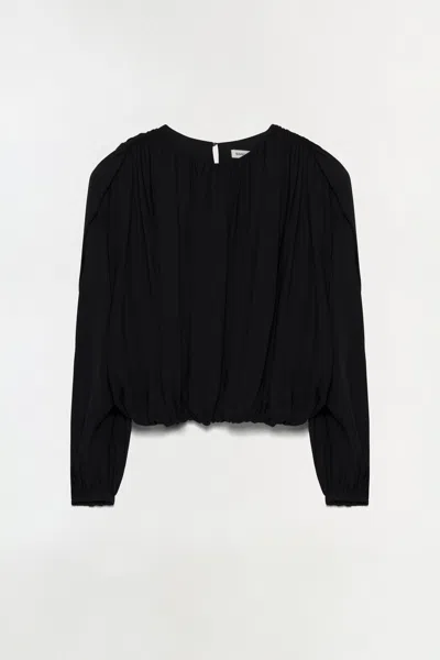 Simkhai Frida Draped Long-sleeve Top In Black