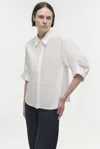 Simkhai Gemma Three Quarter Sleeve Shirt In White In White