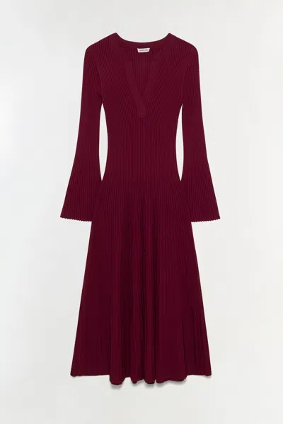 Simkhai Women's Genna Knit Midi Long Sleeve Dress In Cranberry In Red