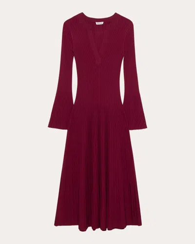 Simkhai Women's Genna Rib Knit Flared Midi Dress Rayon/polyester In Burgundy