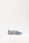 Simkhai Georgie Elasticized Denim Leather Sneaker In Blue