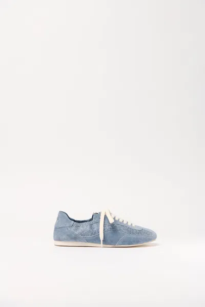 SIMKHAI WOMEN'S GEORGIE DENIM PANTS LEATHER COMBO SNEAKER