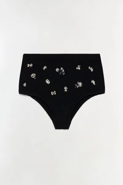 Simkhai Women's Georgie Embellished Knit Knickers In Black