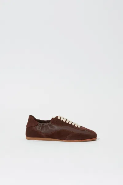 Simkhai Women's Georgie Leather Combo Sneaker In Cacao In Brown