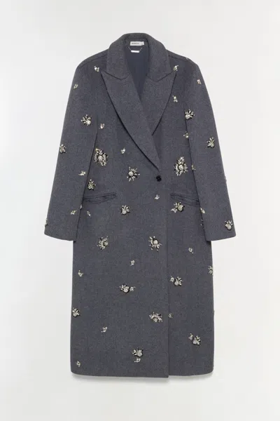 Simkhai Women's Gianni Embellished Wool Coat In Heather Grey In Gray
