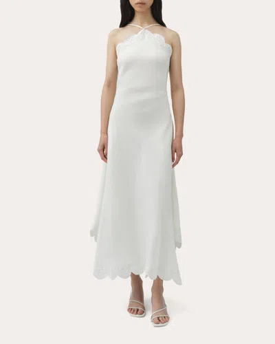Simkhai Women's Gillian Embroidered Linen Halter Midi Dress In White