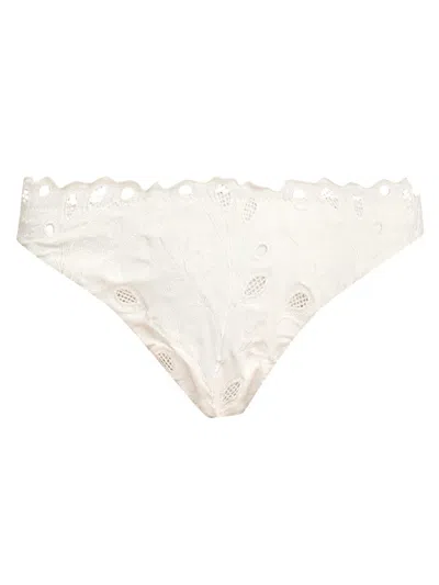 Simkhai Gina Embroidered Bikini Bottoms In White