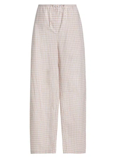 Simkhai Women's Gingham Drawstring Pants In Brown