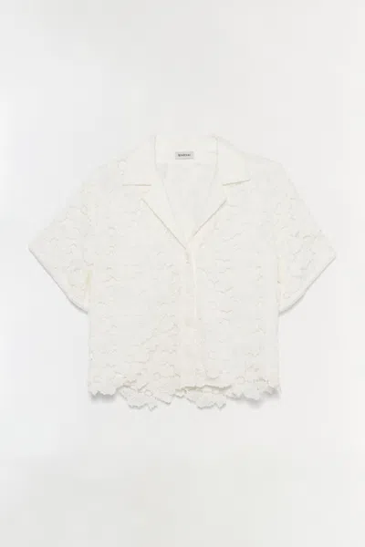 Simkhai Women's Glenn Lace Camp Shirt In Ivory In White